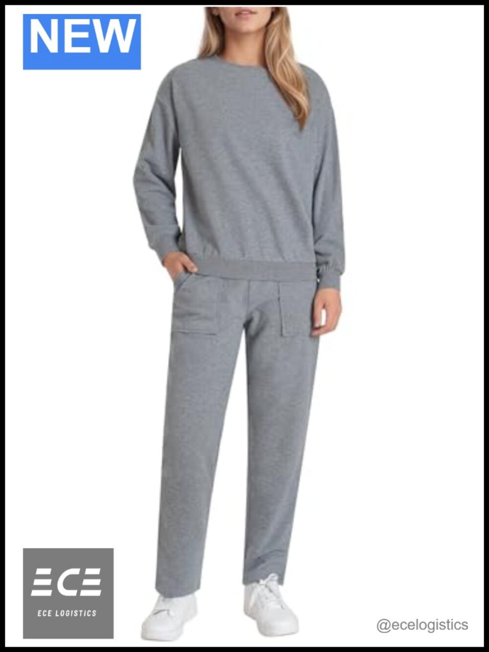 Petite Women's Cotton Sweatsuit Set Jogging Pullover Straight Leg Travel
